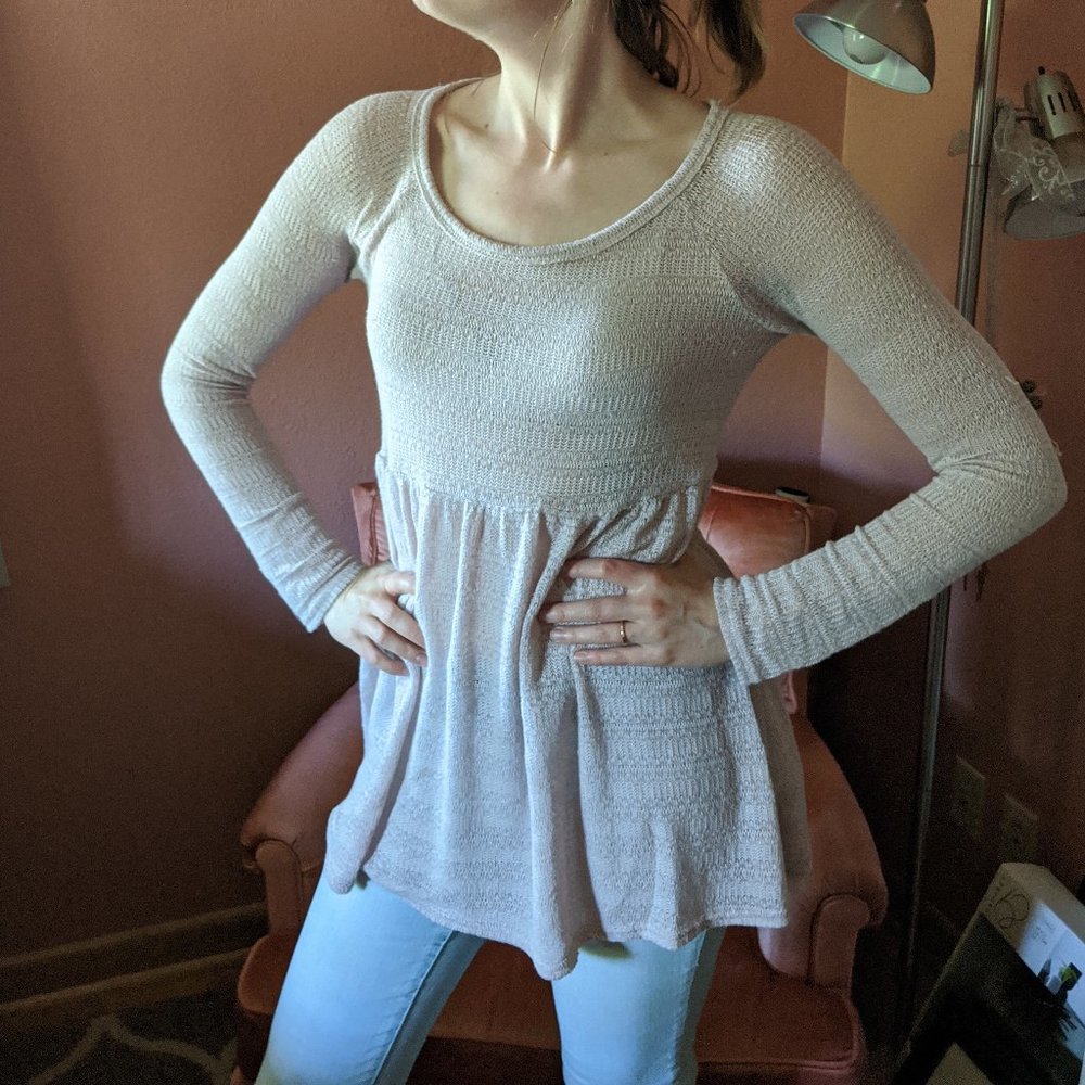 3/25 Boho Light Pink Knit Top | American Eagle